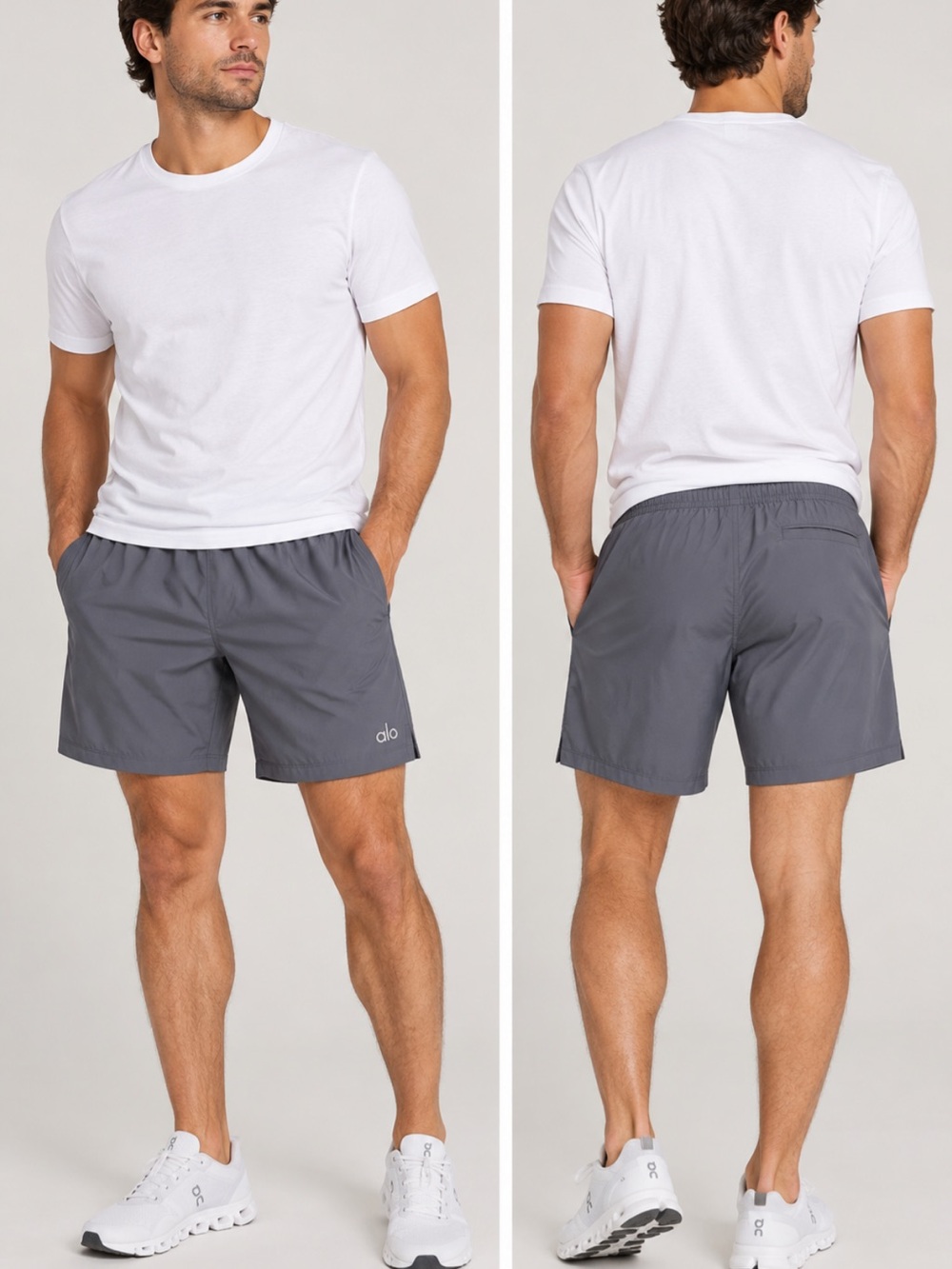 Alo Yoga Men’s Athletic Performance Shorts Gray Size Medium 7” Inseam